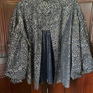 Fate Navy and White Patterned Blouse